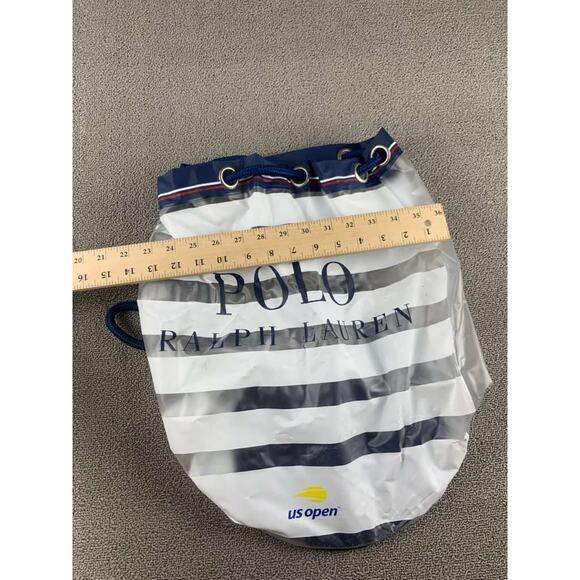 US Open Polo Ralph Lauren Drawstring Backpack White Blue Logo Rope Strap Tote - Picture 6 of 8